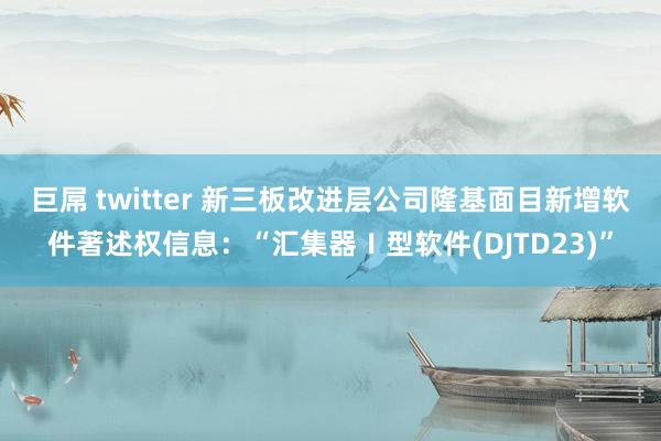 巨屌 twitter 新三板改进层公司隆基面目新增软件著述权信息：“汇集器Ⅰ型软件(DJTD23)”