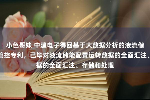 小色哥妹 中建电子得回基于大数据分析的液流储能配置智能管控专利，已毕对液流储能配置运转数据的全面汇注、存储和处理