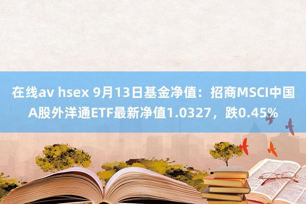 在线av hsex 9月13日基金净值：招商MSCI中国A股外洋通ETF最新净值1.0327，跌0.45%