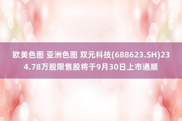 欧美色图 亚洲色图 双元科技(688623.SH)234.78万股限售股将于9月30日上市通顺