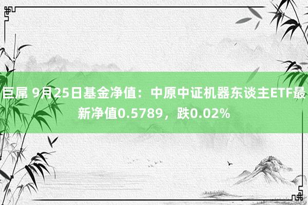 巨屌 9月25日基金净值：中原中证机器东谈主ETF最新净值0.5789，跌0.02%