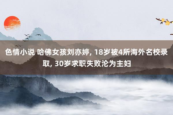 色情小说 哈佛女孩刘亦婷， 18岁被4所海外名校录取， 30岁求职失败沦为主妇