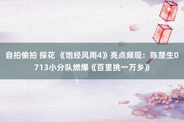 自拍偷拍 探花 《饱经风雨4》亮点频现：陈楚生0713小分队燃爆《百里挑一万乡》