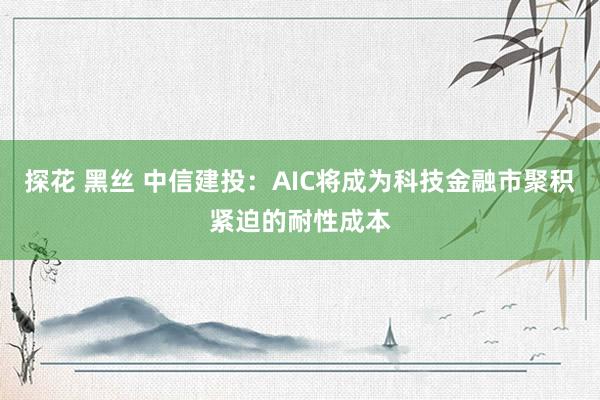 探花 黑丝 中信建投：AIC将成为科技金融市聚积紧迫的耐性成本