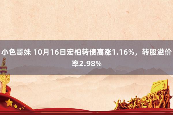 小色哥妹 10月16日宏柏转债高涨1.16%，转股溢价率2.98%