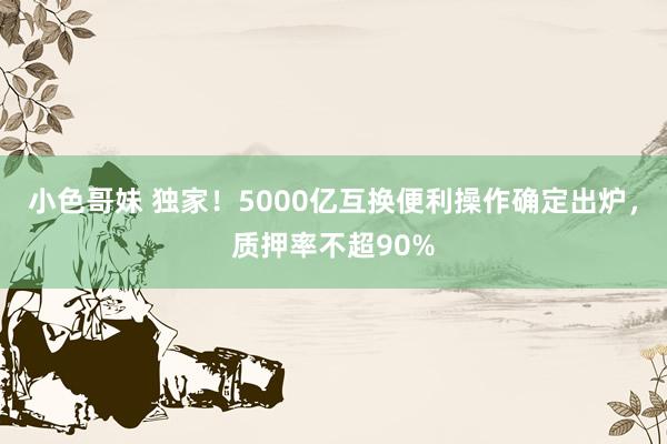 小色哥妹 独家！5000亿互换便利操作确定出炉，质押率不超90%