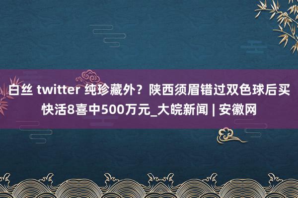 白丝 twitter 纯珍藏外？陕西须眉错过双色球后买快活8喜中500万元_大皖新闻 | 安徽网