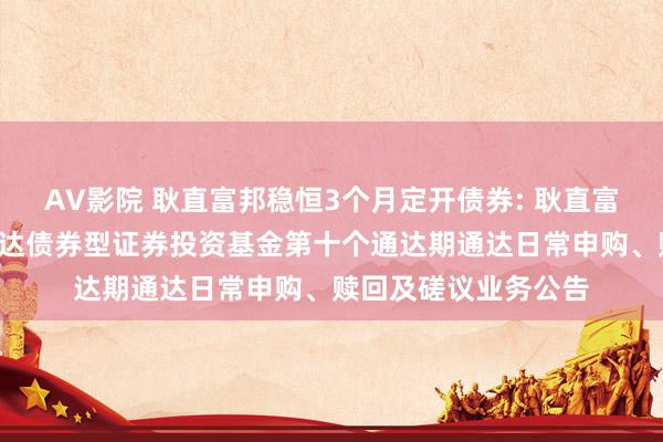 AV影院 耿直富邦稳恒3个月定开债券: 耿直富邦稳恒3个月依期通达债券型证券投资基金第十个通达期通达日常申购、赎回及磋议业务公告