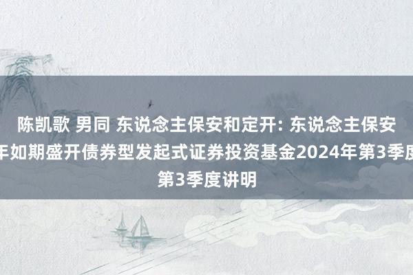 陈凯歌 男同 东说念主保安和定开: 东说念主保安和一年如期盛开债券型发起式证券投资基金2024年第3季度讲明