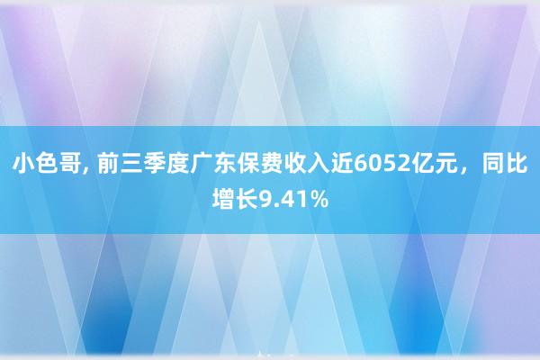 小色哥， 前三季度广东保费收入近6052亿元，同比增长9.41%