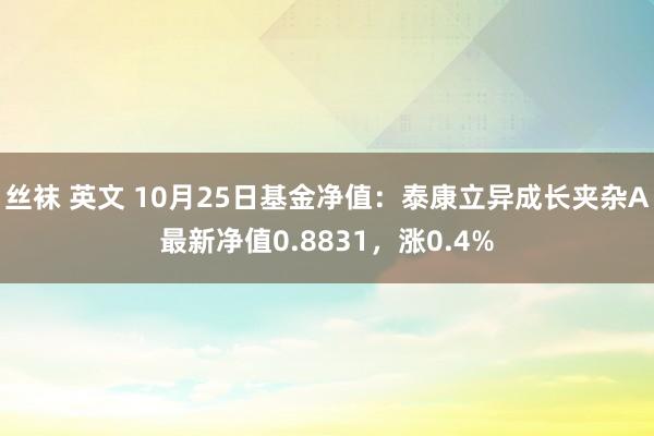 丝袜 英文 10月25日基金净值：泰康立异成长夹杂A最新净值0.8831，涨0.4%