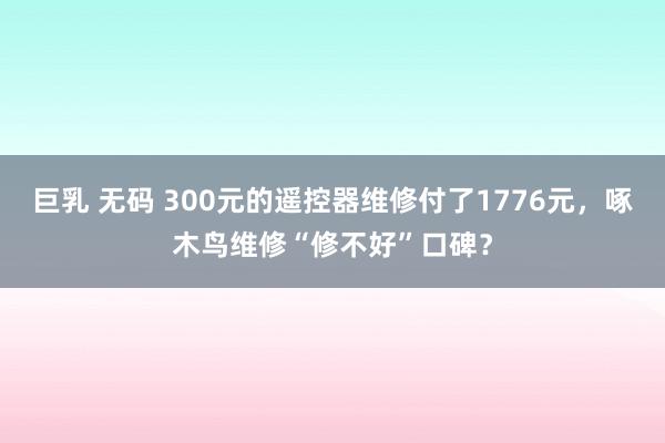 巨乳 无码 300元的遥控器维修付了1776元，啄木鸟维修“修不好”口碑？