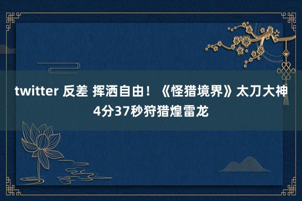 twitter 反差 挥洒自由！《怪猎境界》太刀大神4分37秒狩猎煌雷龙