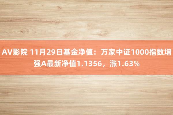 AV影院 11月29日基金净值：万家中证1000指数增强A最新净值1.1356，涨1.63%