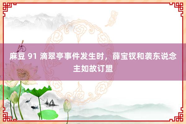 麻豆 91 滴翠亭事件发生时，薛宝钗和袭东说念主如故订盟