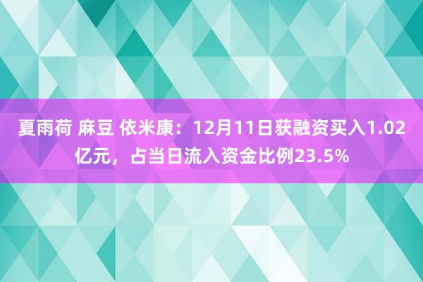 夏雨荷 麻豆 依米康：12月11日获融资买入1.02亿元，占当日流入资金比例23.5%