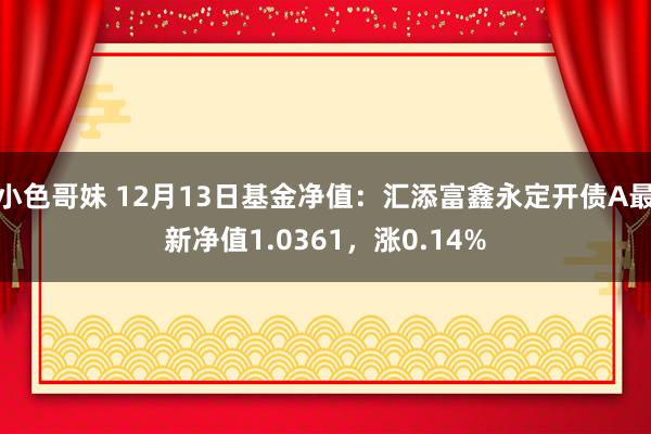 小色哥妹 12月13日基金净值：汇添富鑫永定开债A最新净值1.0361，涨0.14%