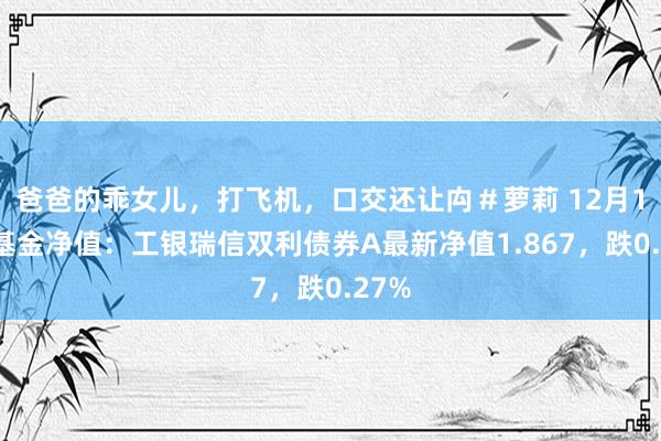 爸爸的乖女儿，打飞机，口交还让禸＃萝莉 12月13日基金净值：工银瑞信双利债券A最新净值1.867，跌0.27%