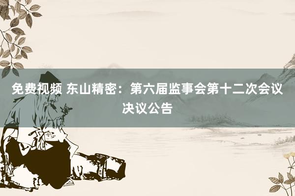 免费视频 东山精密：第六届监事会第十二次会议决议公告