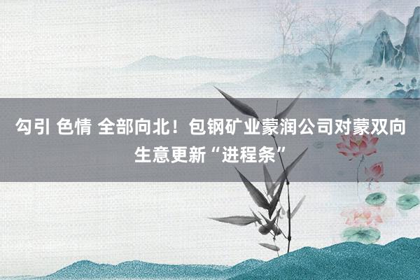 勾引 色情 全部向北！包钢矿业蒙润公司对蒙双向生意更新“进程条”