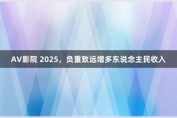 AV影院 2025，负重致远增多东说念主民收入