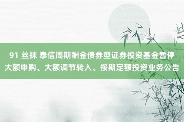 91 丝袜 泰信周期酬金债券型证券投资基金暂停大额申购、大额调节转入、按期定额投资业务公告