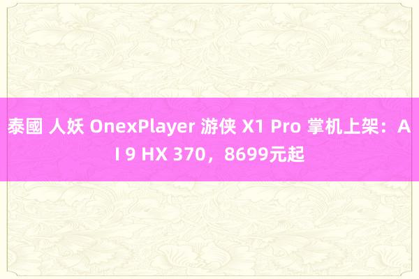 泰國 人妖 OnexPlayer 游侠 X1 Pro 掌机上架：AI 9 HX 370，8699元起