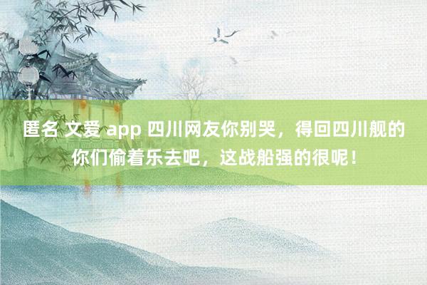 匿名 文爱 app 四川网友你别哭，得回四川舰的你们偷着乐去吧，这战船强的很呢！