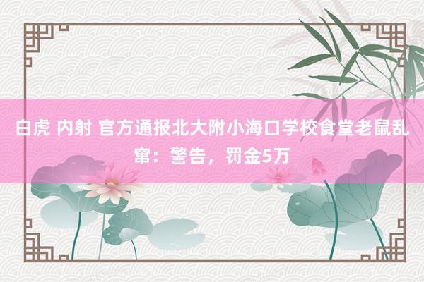 白虎 内射 官方通报北大附小海口学校食堂老鼠乱窜：警告，罚金5万