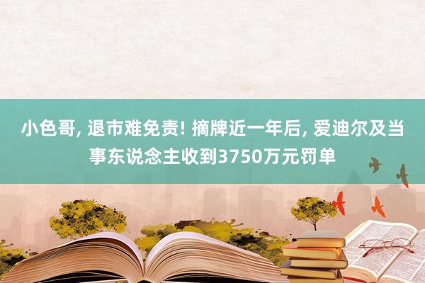 小色哥， 退市难免责! 摘牌近一年后， 爱迪尔及当事东说念主收到3750万元罚单