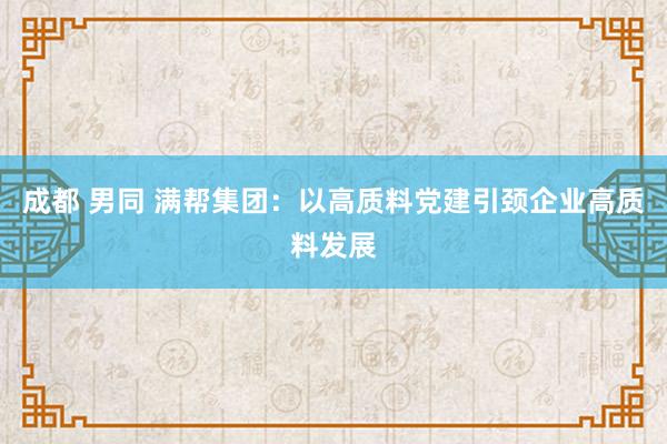 成都 男同 满帮集团：以高质料党建引颈企业高质料发展