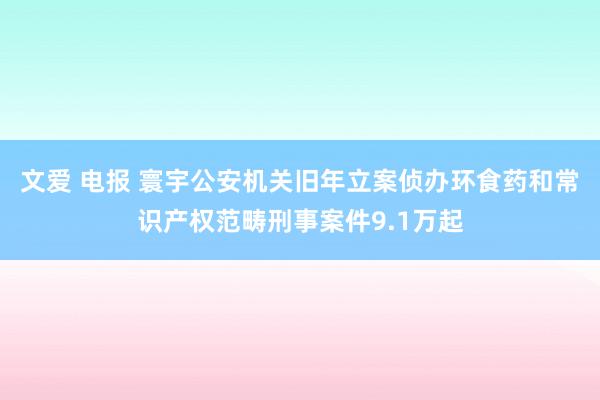 文爱 电报 寰宇公安机关旧年立案侦办环食药和常识产权范畴刑事案件9.1万起